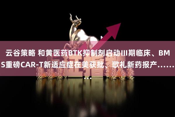 云谷策略 和黄医药BTK抑制剂启动Ⅲ期临床、BMS重磅CAR-T新适应症在美获批、歌礼新药报产……